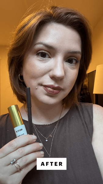 Silva after applying the M.ph liner in Sizzle VioletteFr Bisou Balm in Chocolat Combo